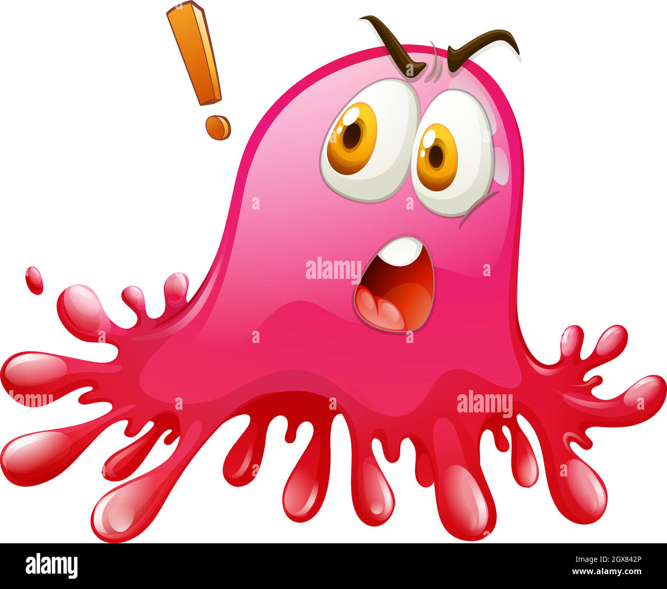 Pink splash with shocking face Stock Vector