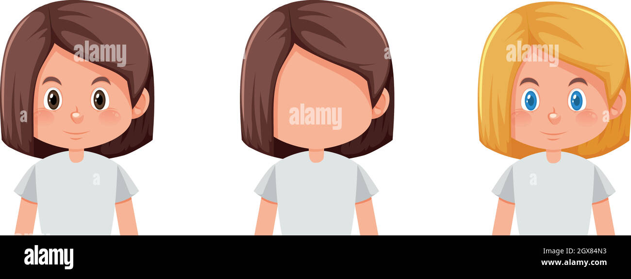 Set of girl character Stock Vector Image & Art - Alamy