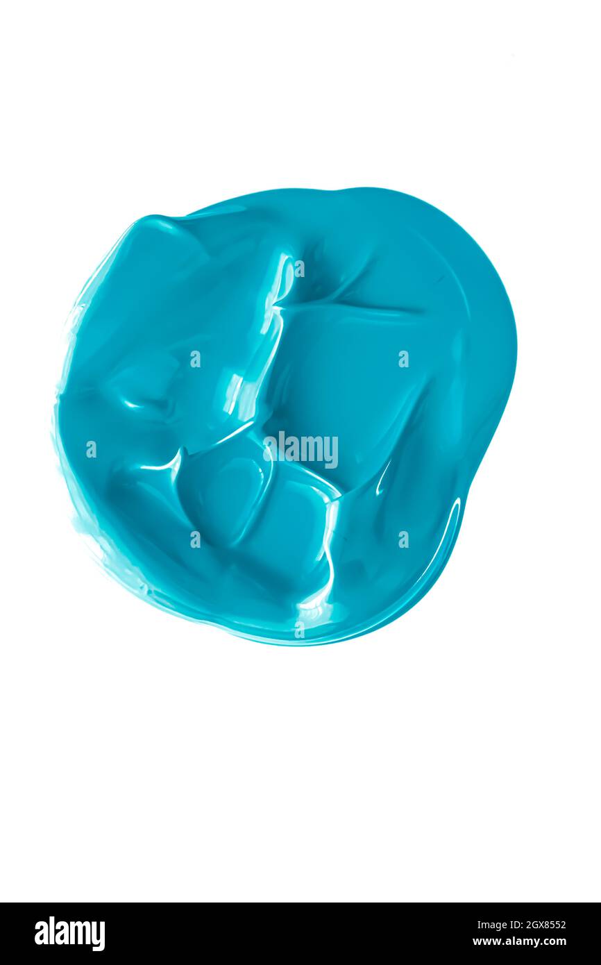 Mint blue beauty cosmetic texture isolated on white background, smudged