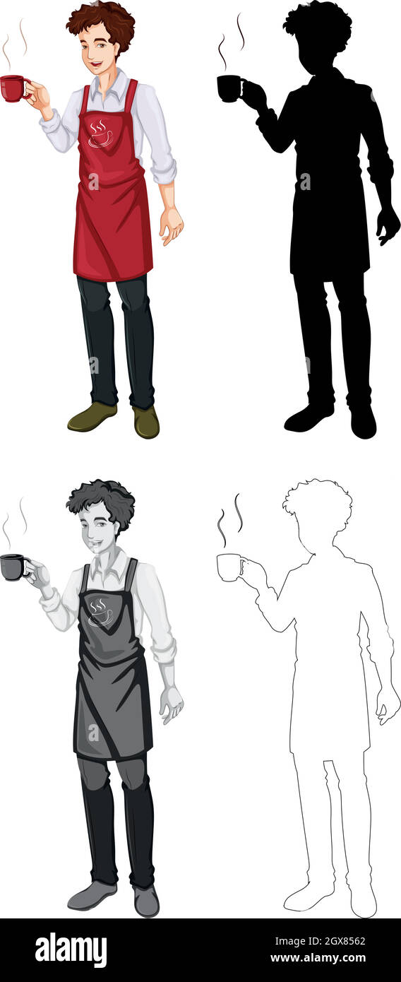 Set of barista character Stock Vector