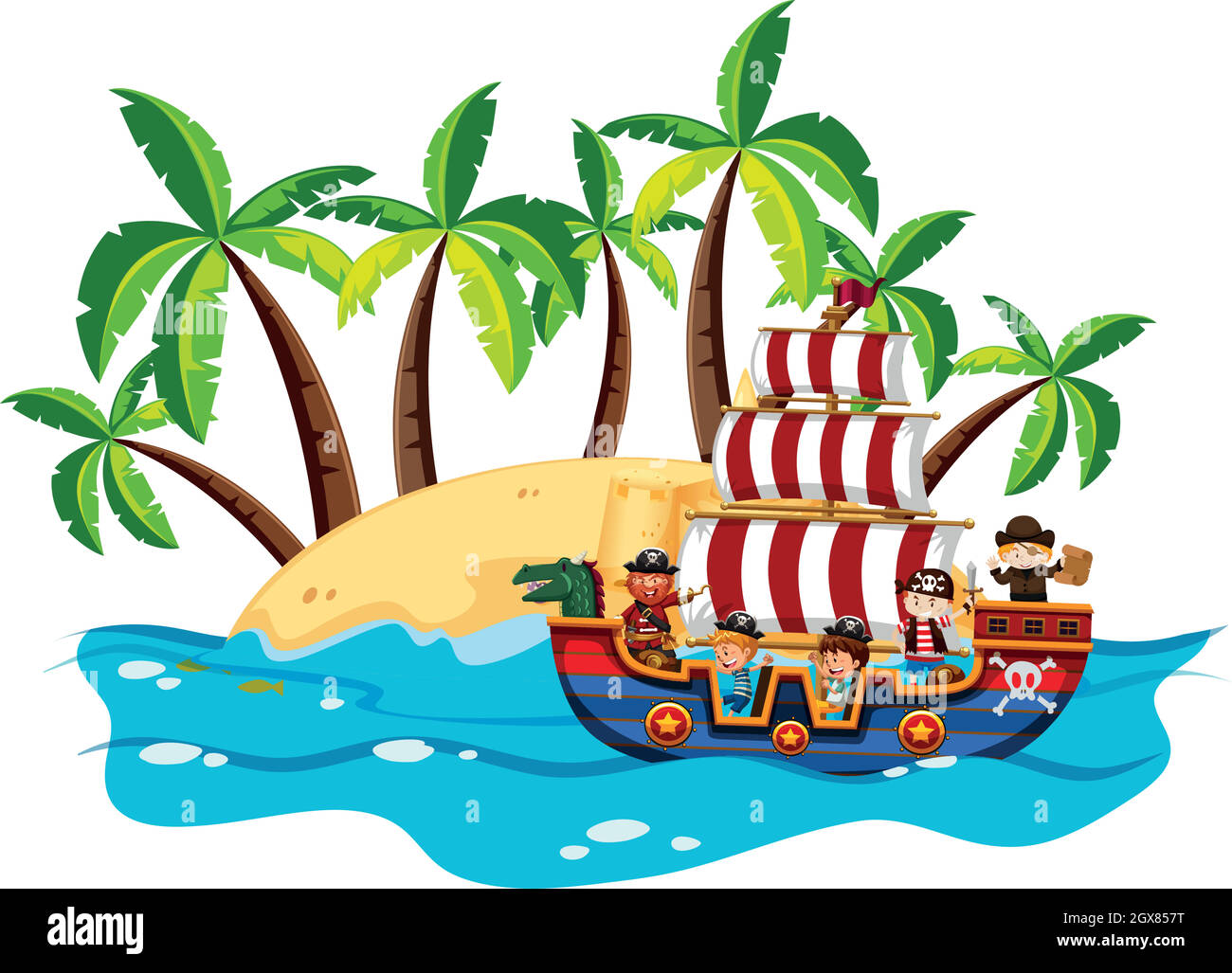 Art pirate ship sea Cut Out Stock Images & Pictures - Alamy