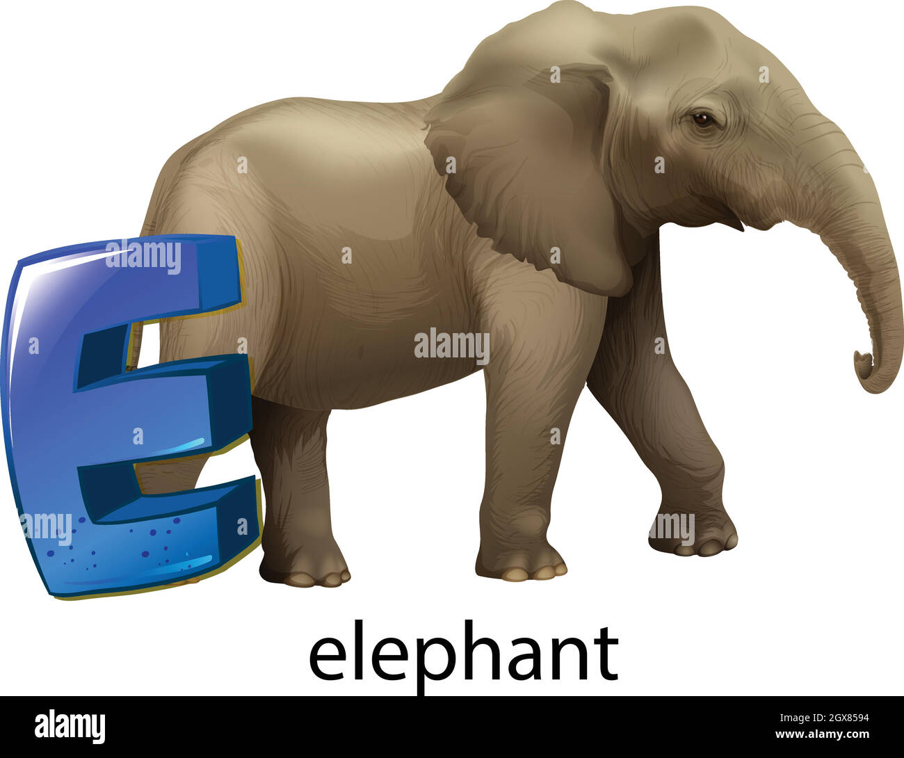 A letter E for elephant Stock Vector