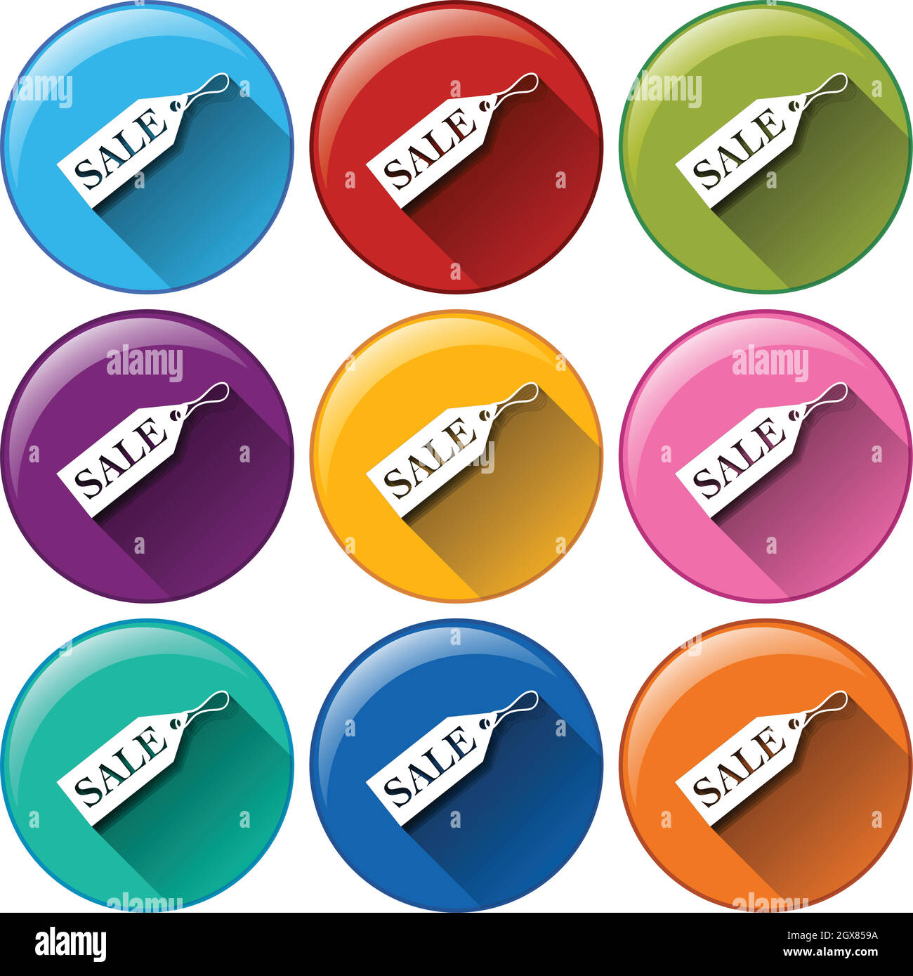 Rounded icons with sale tags Stock Vector