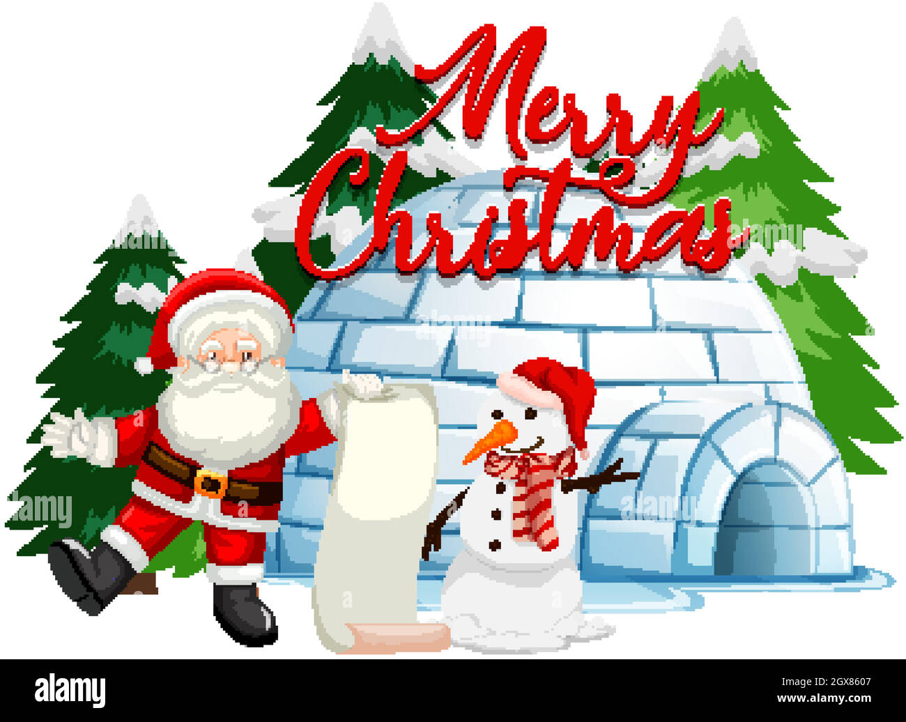 Christmas theme with Santa and snowman Stock Vector Image & Art - Alamy