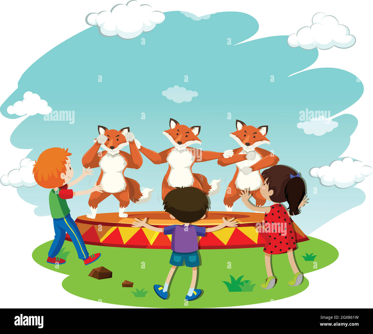 Children watching fox dance performance Stock Vector Image & Art - Alamy