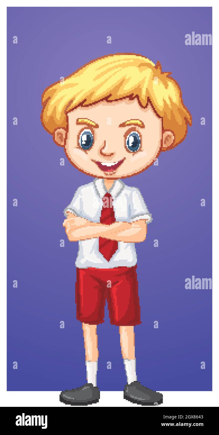 Happy boy in school uniform Stock Vector Image & Art - Alamy