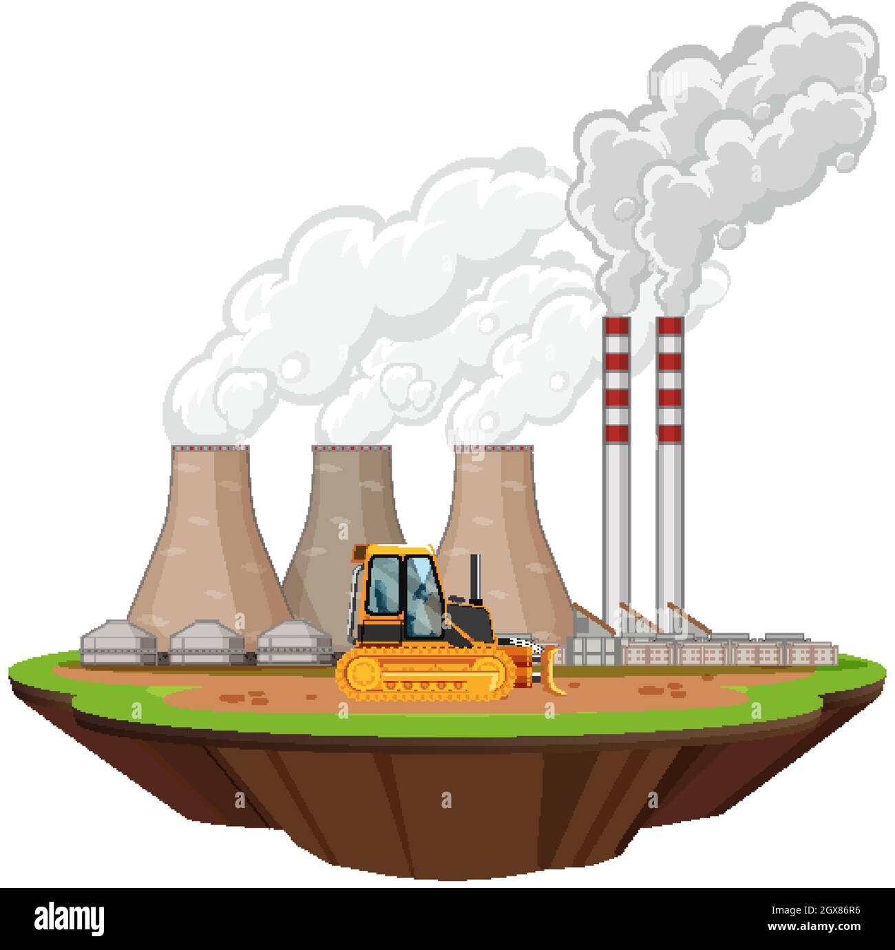 Scene with factory buildings and bulldozer on the site Stock Vector ...
