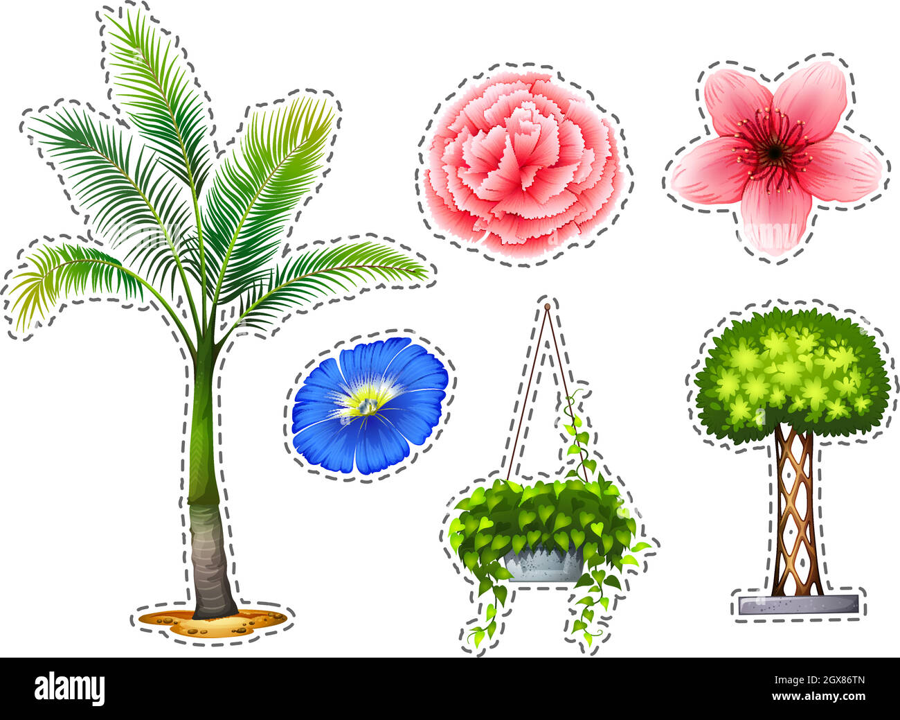 Sticker set with different kinds of plants Stock Vector Image & Art Alamy