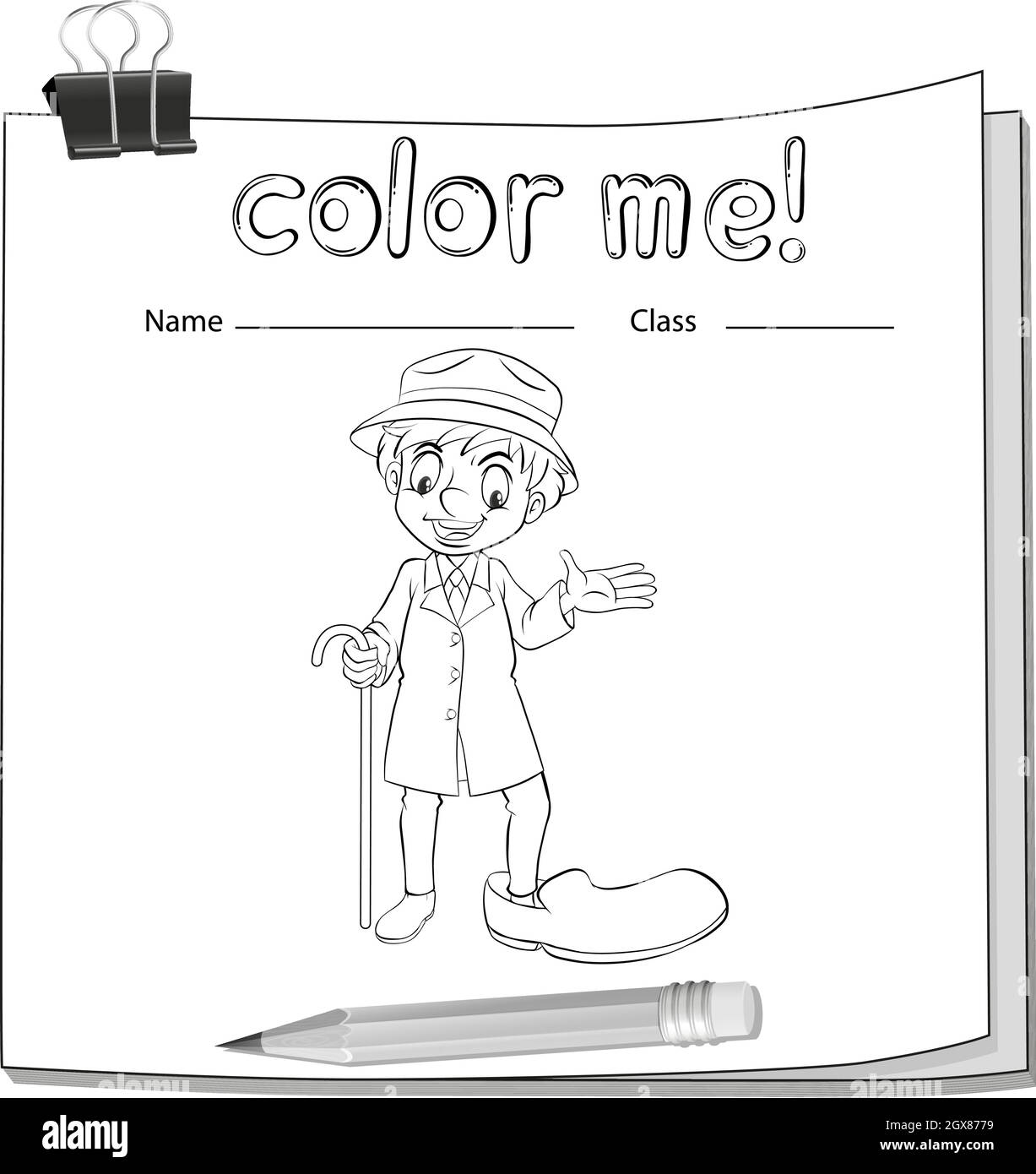 Coloring worksheet with an old man Stock Vector
