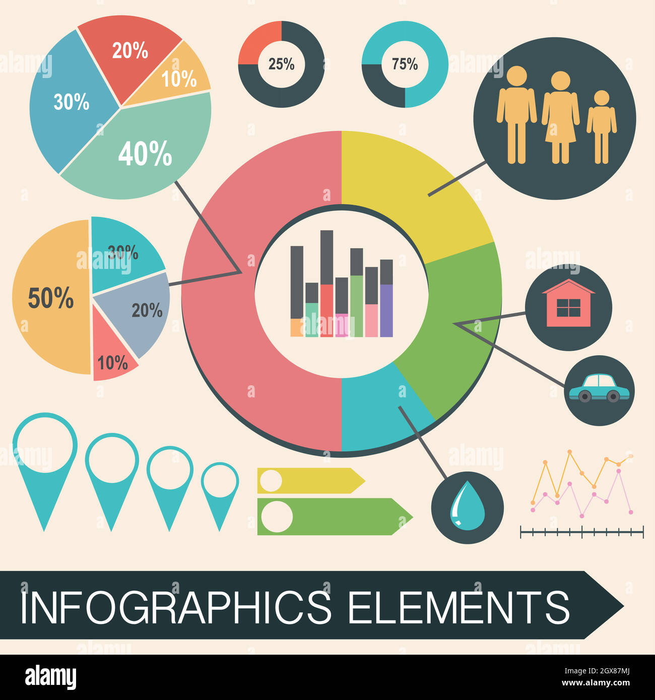 An infochart with statistics Stock Vector