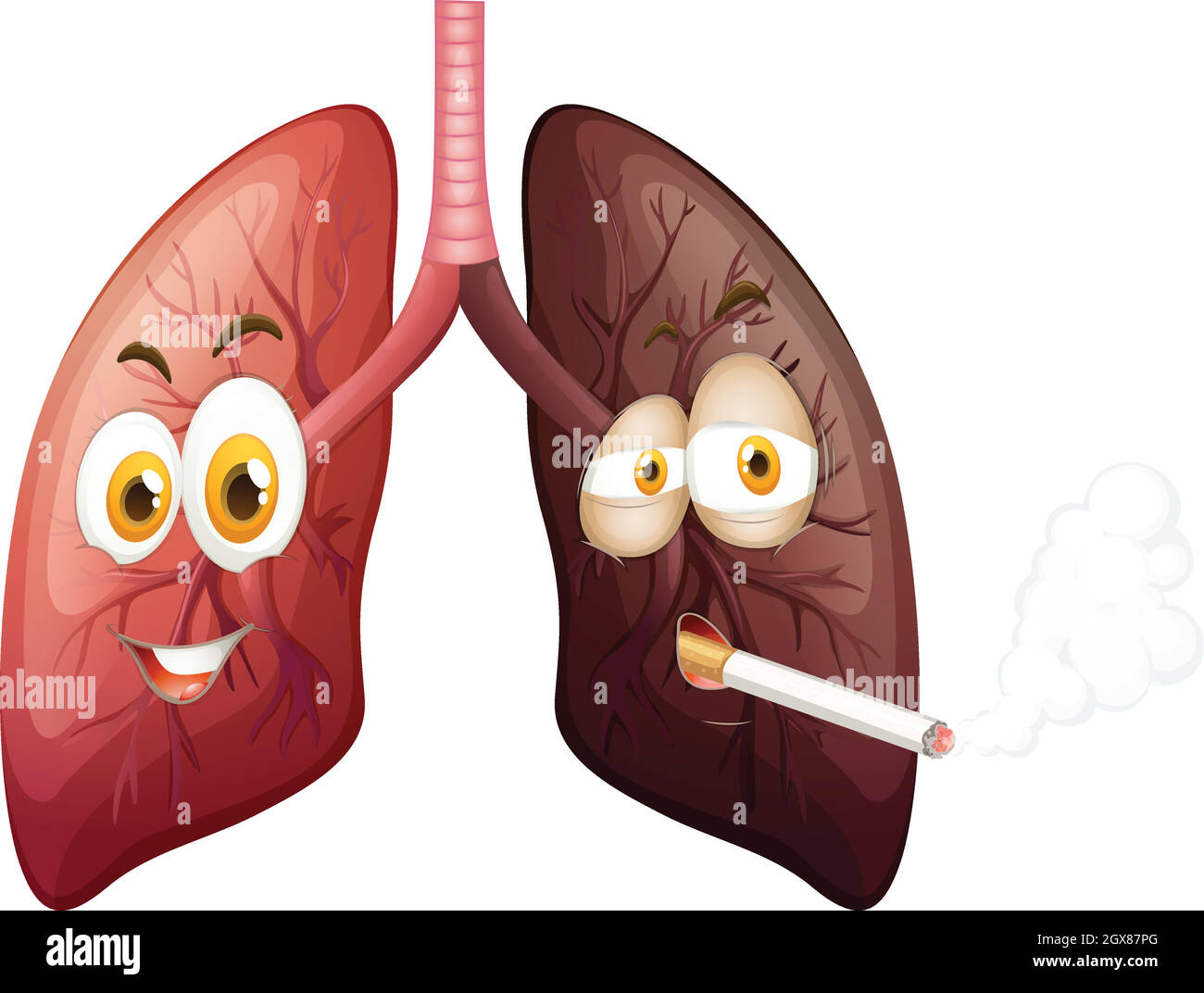 Happy lung and sad lung illustration Stock Vector