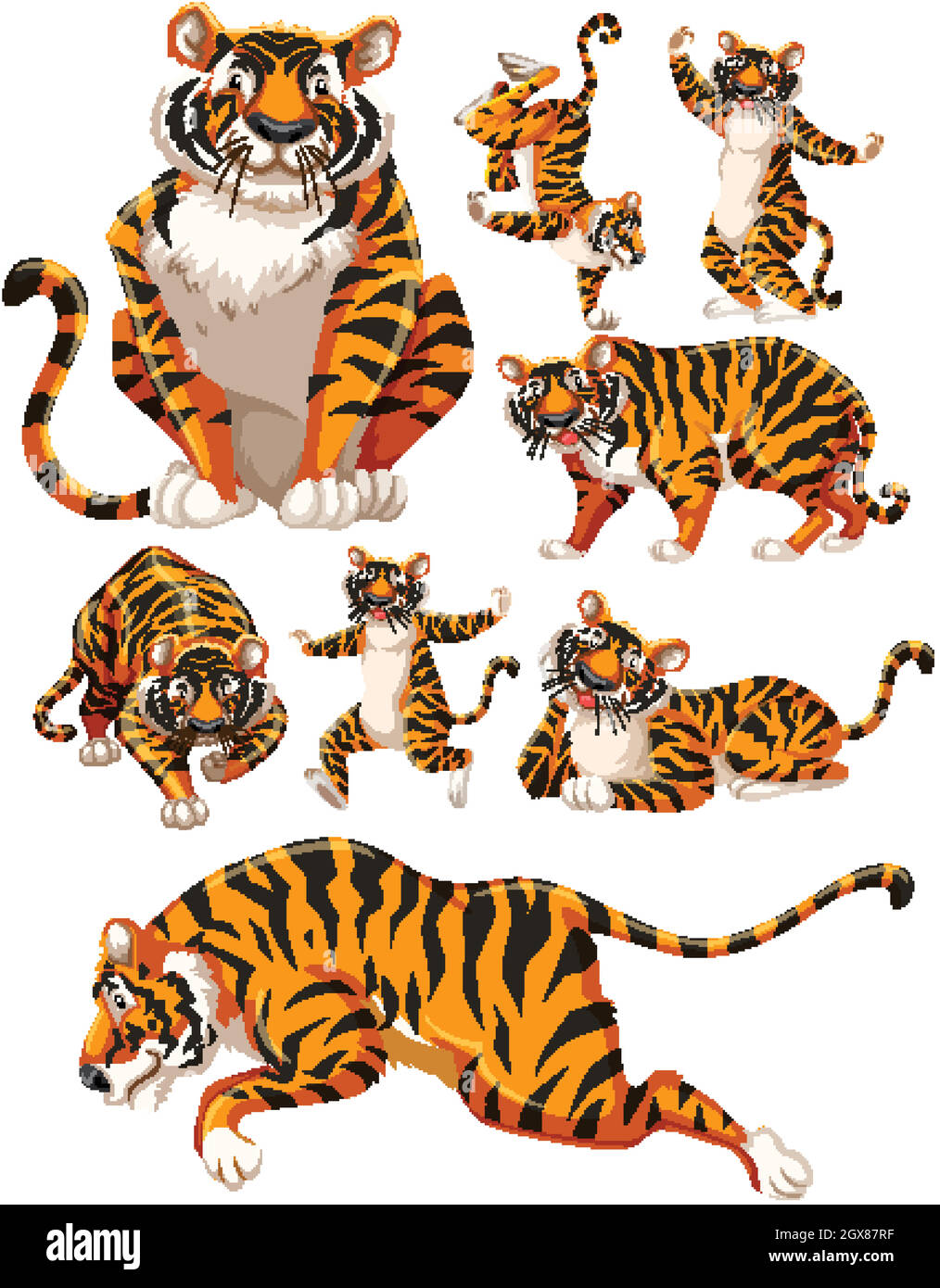 Set of tiger character Stock Vector