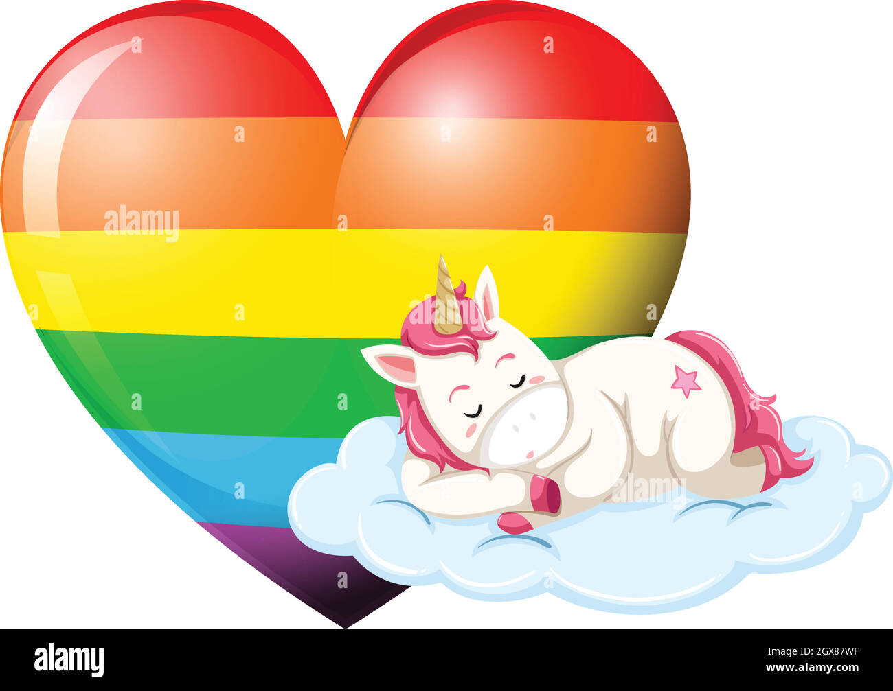 Unicorn character sleeping with rainbow heart Stock Vector Image & Art ...