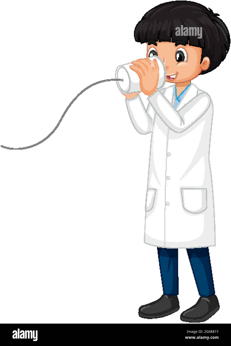 A boy wearing laboratory coat cartoon character Stock Vector Image