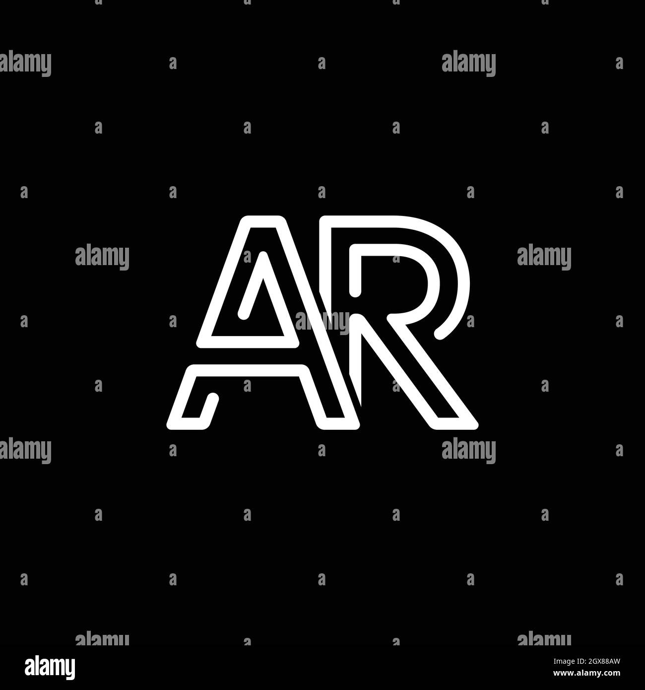 Letter AR creative modern icon logo with black background Stock Vector