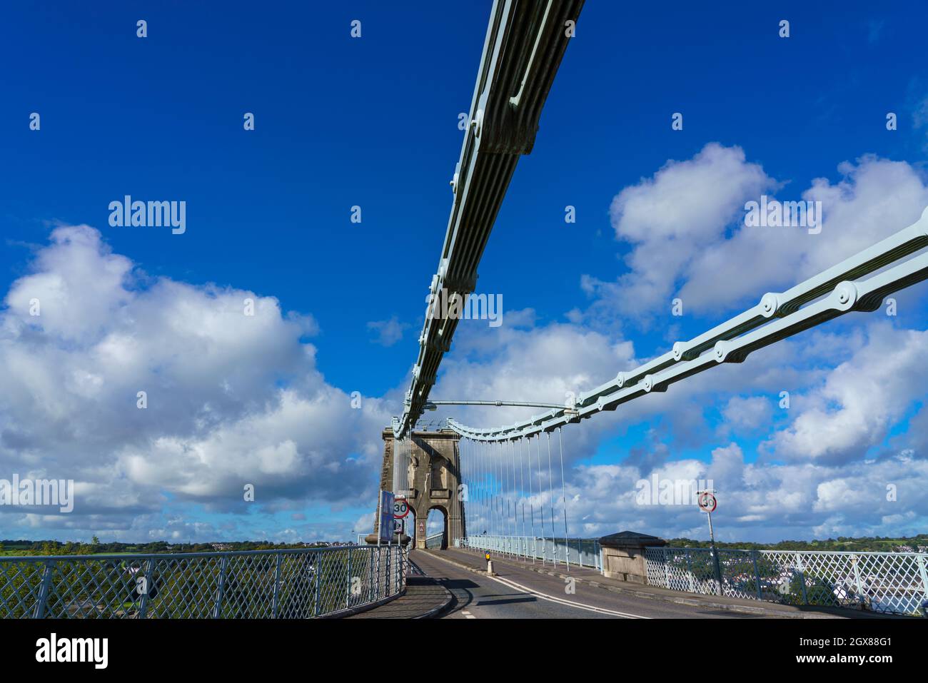 Menai Suspension Bridge over the menai straight in Wales built in 1826