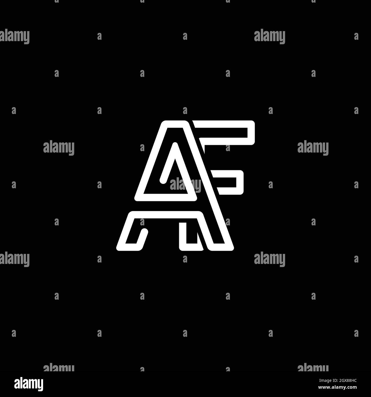 Letter AF or FA creative modern icon logo with black background Stock ...