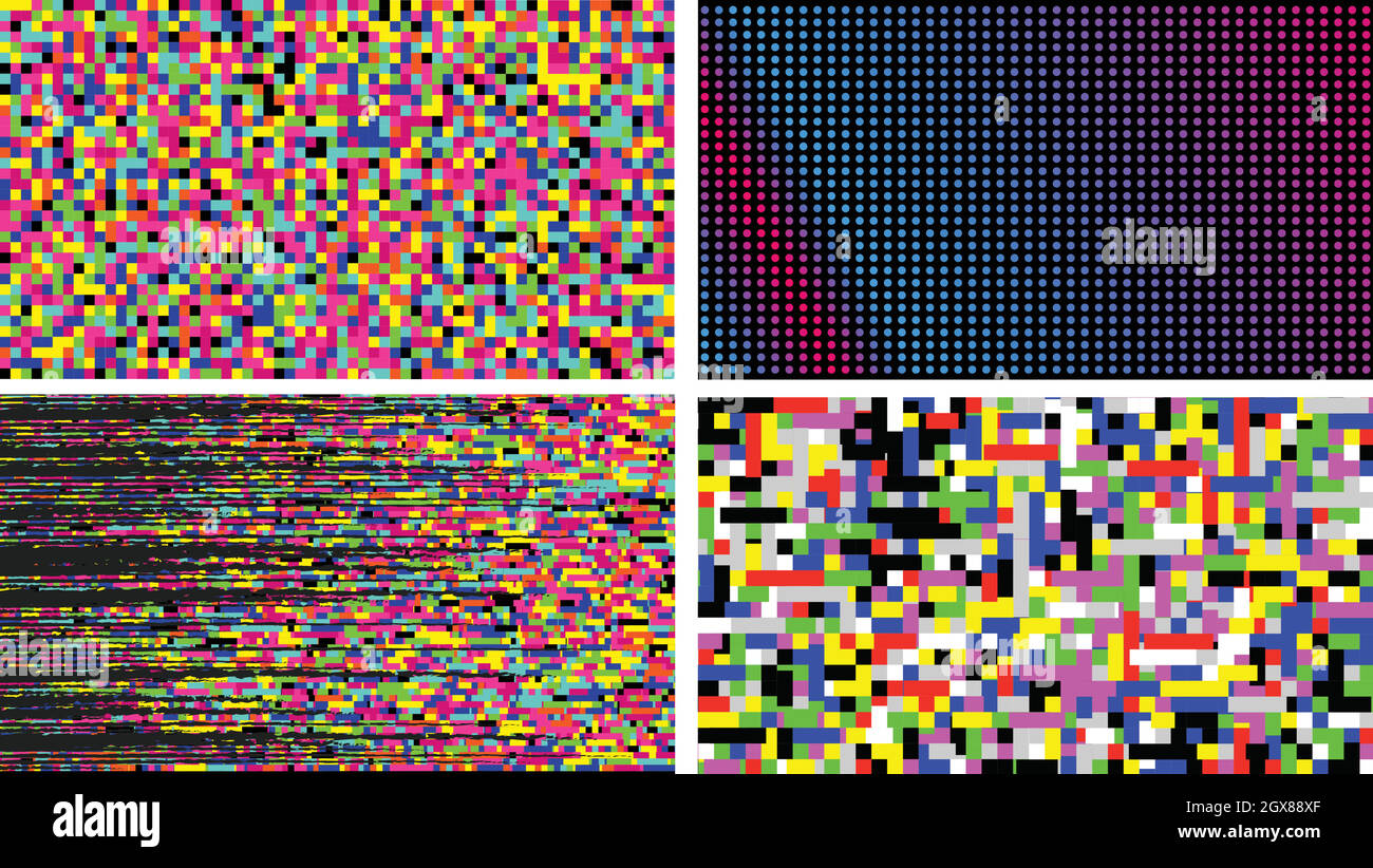 Pixel Noise Of Channel Grain Screen Set Vector Stock Vector