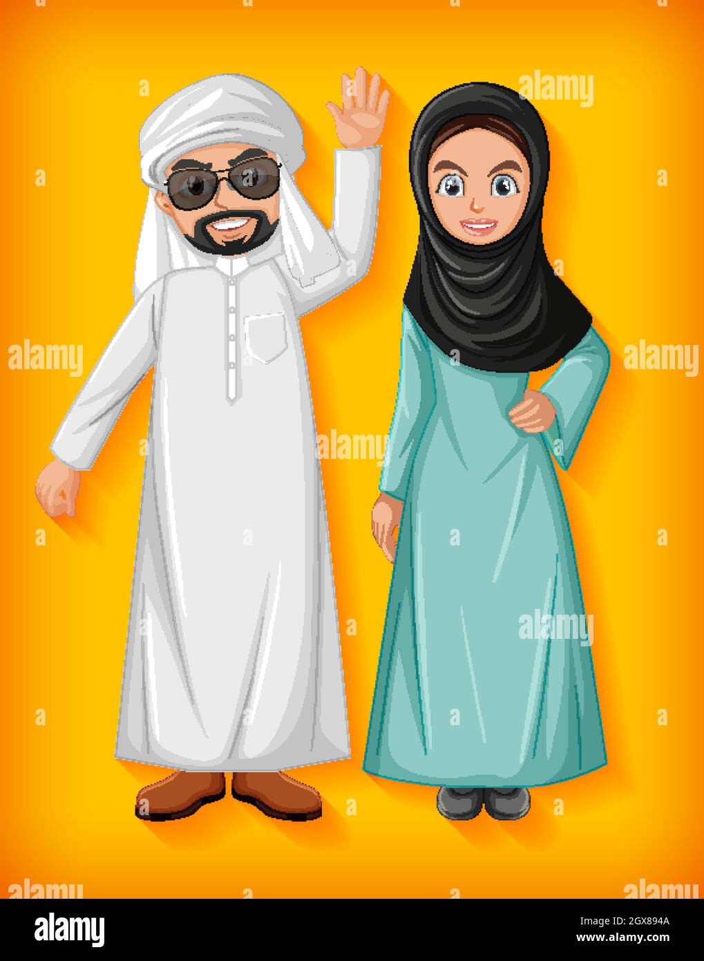 Arabic couple cartoon character Stock Vector