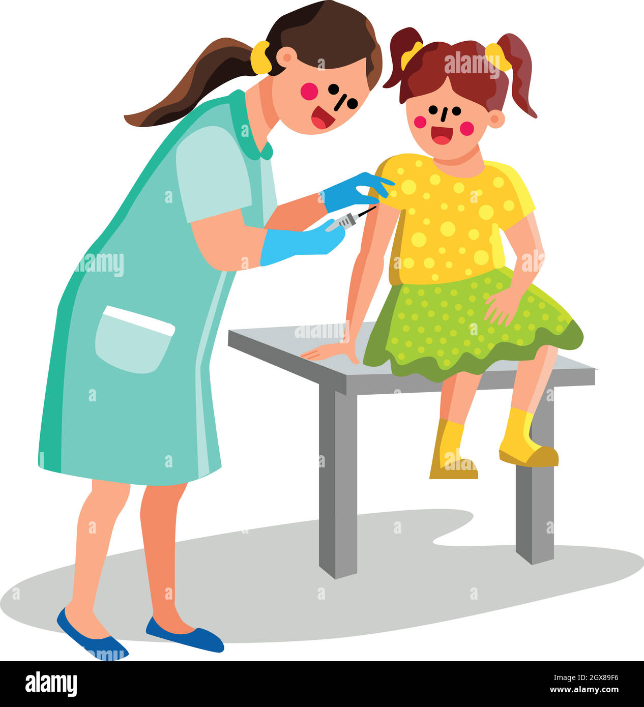 Nurse Injection Vaccination Girl Patient Vector Illustration Stock Vector  Image & Art - Alamy