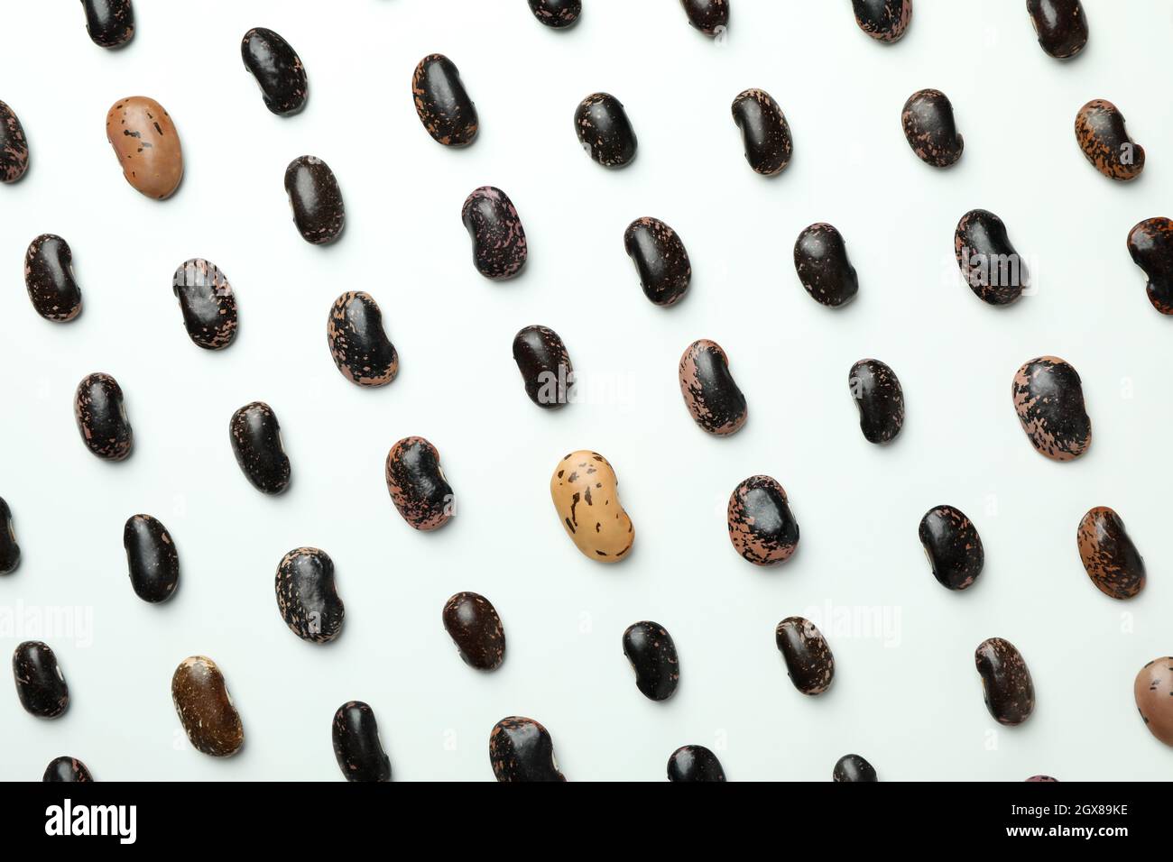 Flat lay composition with black beans on white background Stock Photo ...
