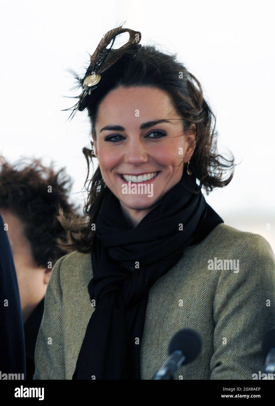 Kate Middleton officially launches the new RNLI's lifeboat 'Hereford Endeavour' at Trearddur Bay, Anglesey on February 24, 2011 in Trearddur, Wales. Stock Photo