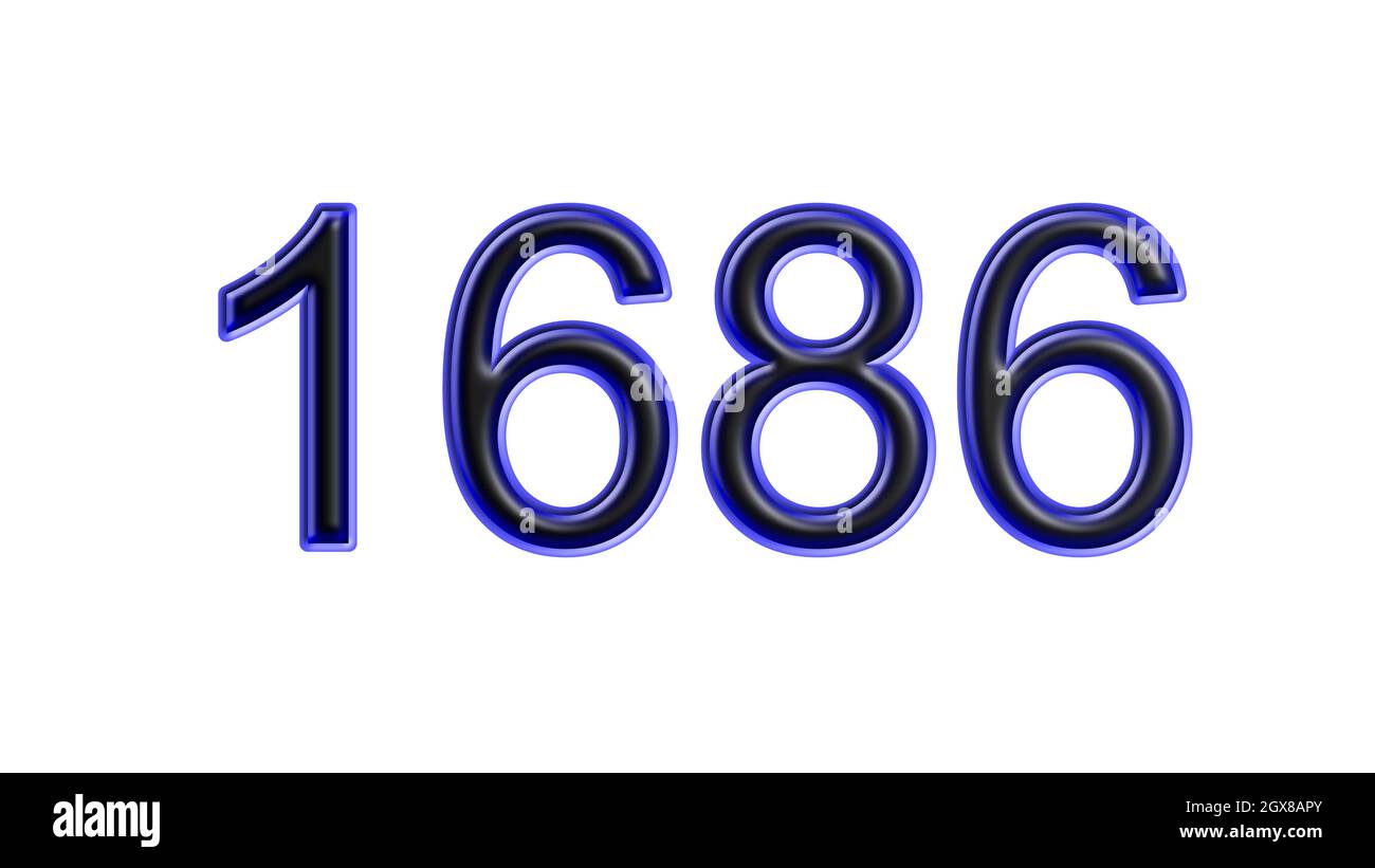 blue 1686 number 3d effect white background Stock Photo - Alamy