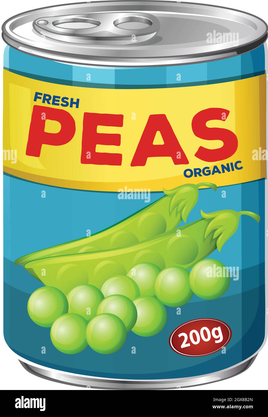 A Can of Fresh Peas Stock Vector