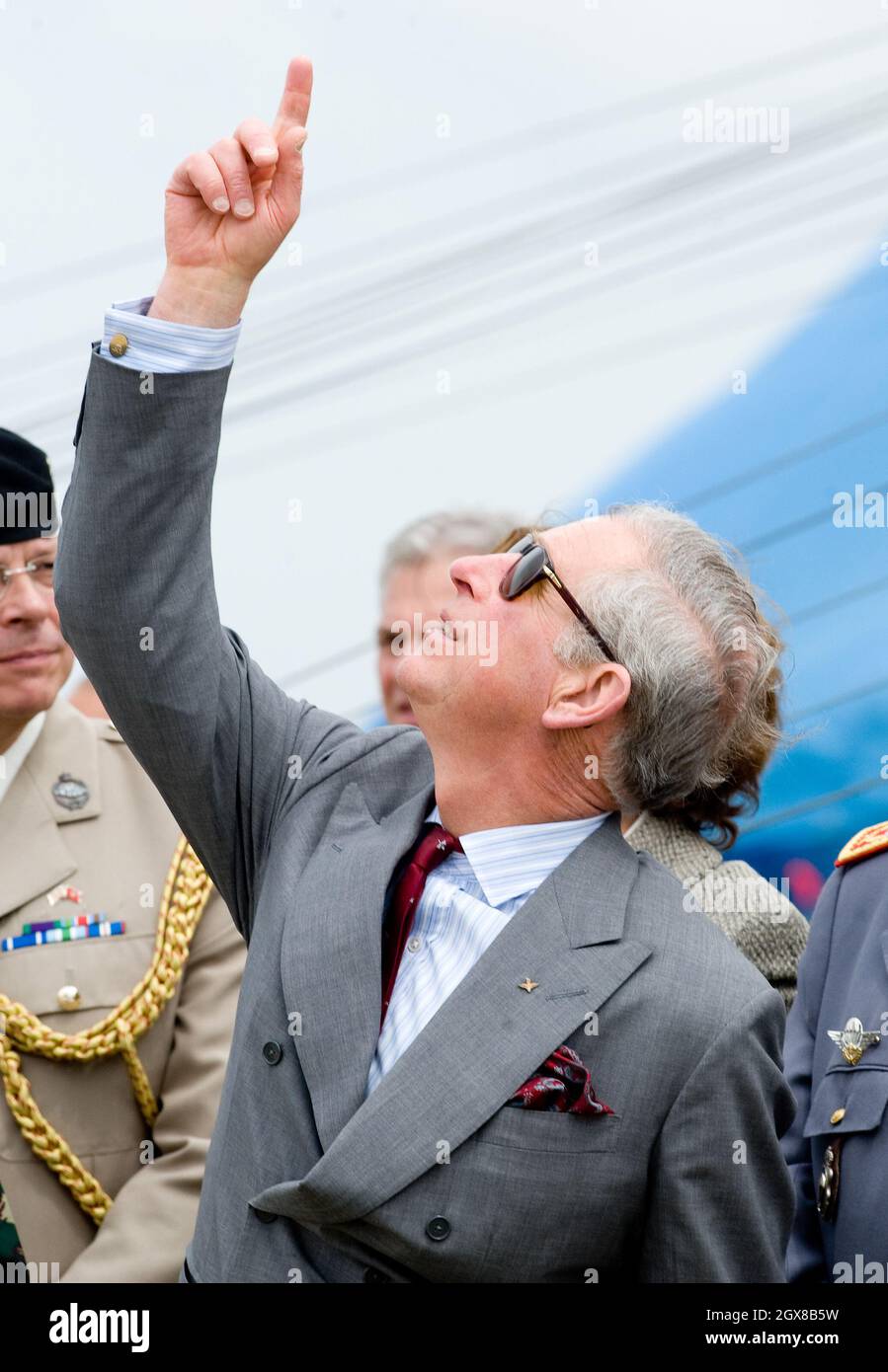 Prince Charles, Prince of Wales watches a display when he visits the 1st Brigade Infanterie Parachutiste in Rabat, Morocco on April 4, 2011. Stock Photo