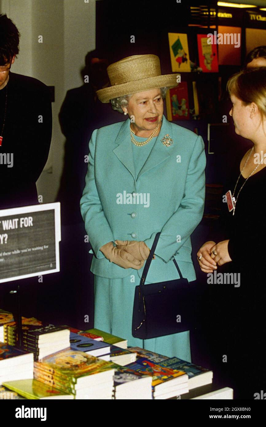 Queen Elizabeth II tours Waterstones Bookstore in London, during the so