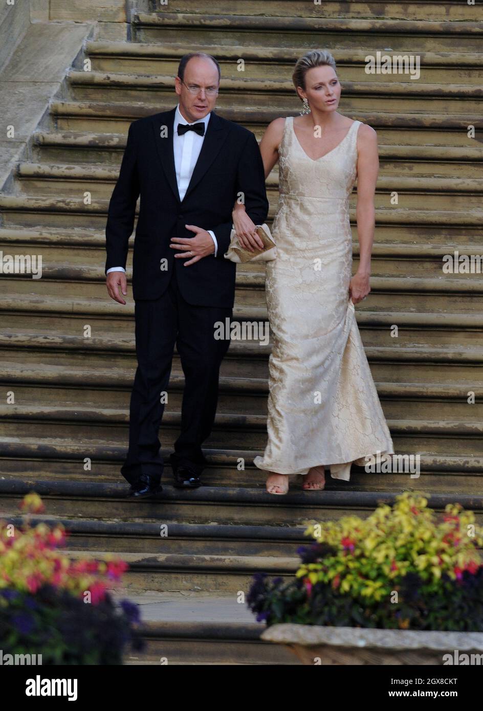 Prince Albert ll and Princess Charlene of Monaco attend the Yorkshire Variety Club Golden Jubilee Charity Ball at Harewood House near Leeds on September 4, 2011 Stock Photo