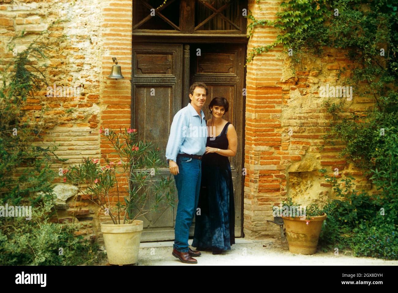Prime Minister Tony Blair and his wife Cherie Blair on holiday in Toulouse, France. Stock Photo