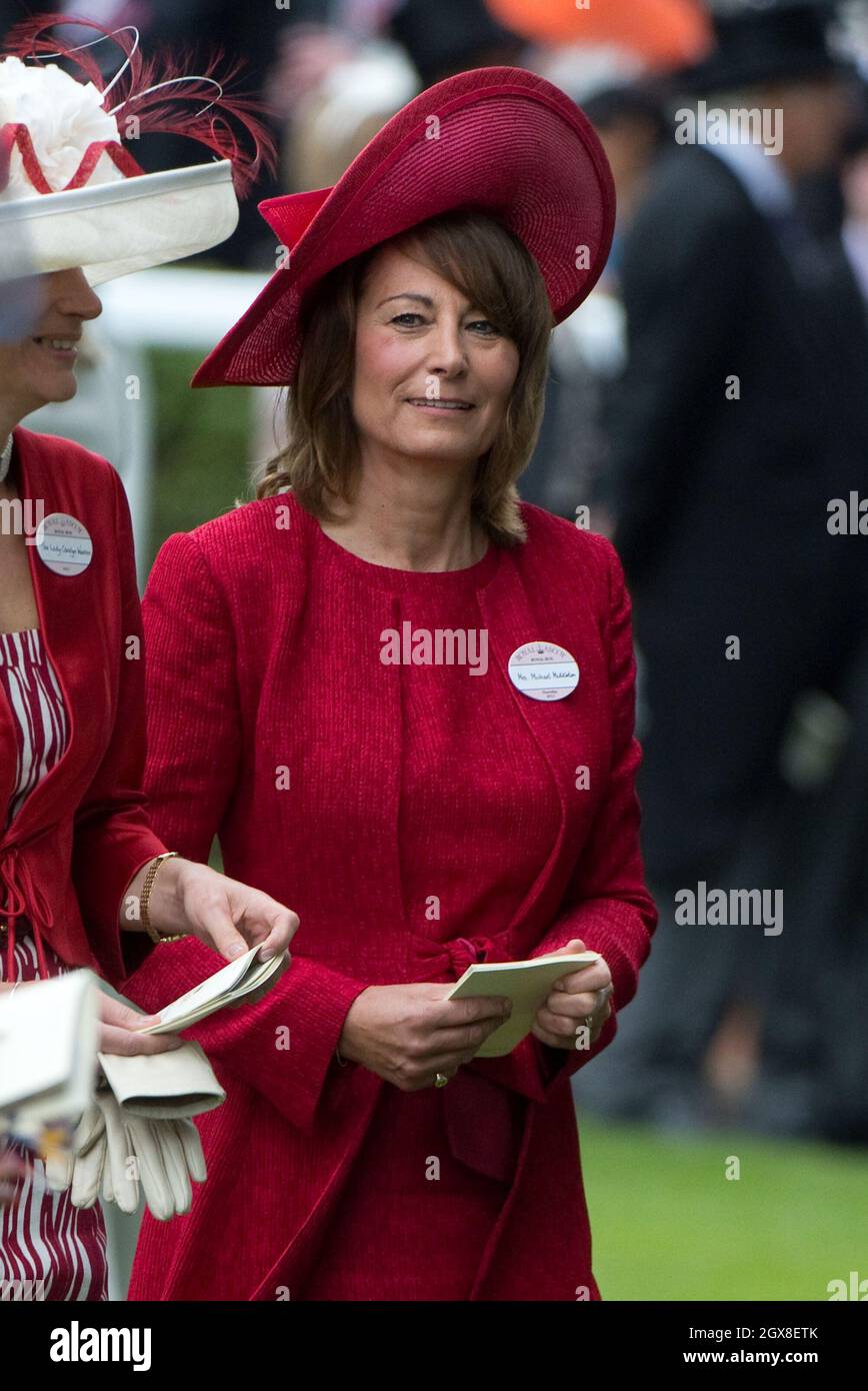 Carole Middleton attends Ladies Day at Royal Ascot on June 21, 2012. Stock Photo