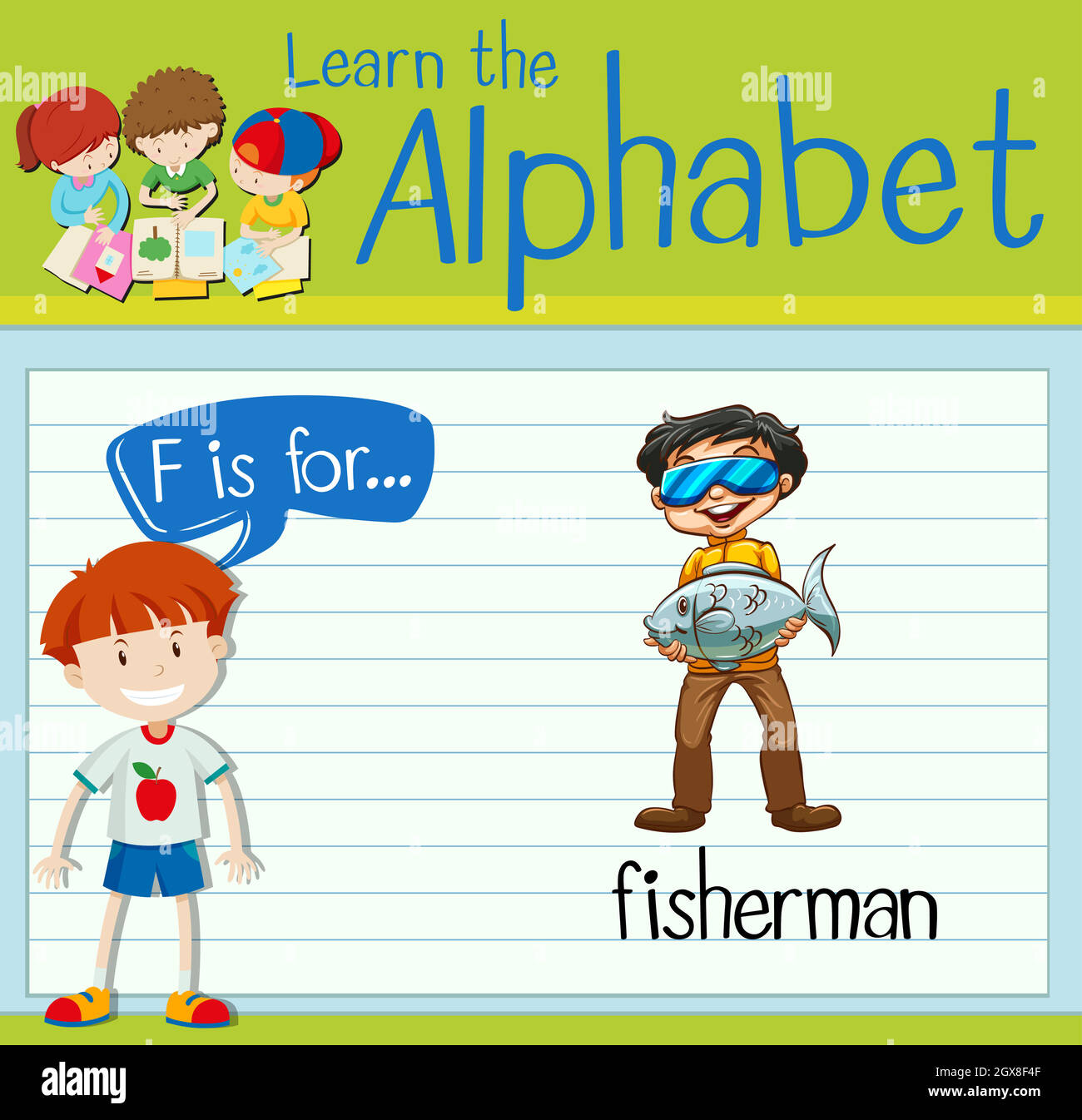 Flashcard alphabet F is for fisherman Stock Vector Image & Art - Alamy