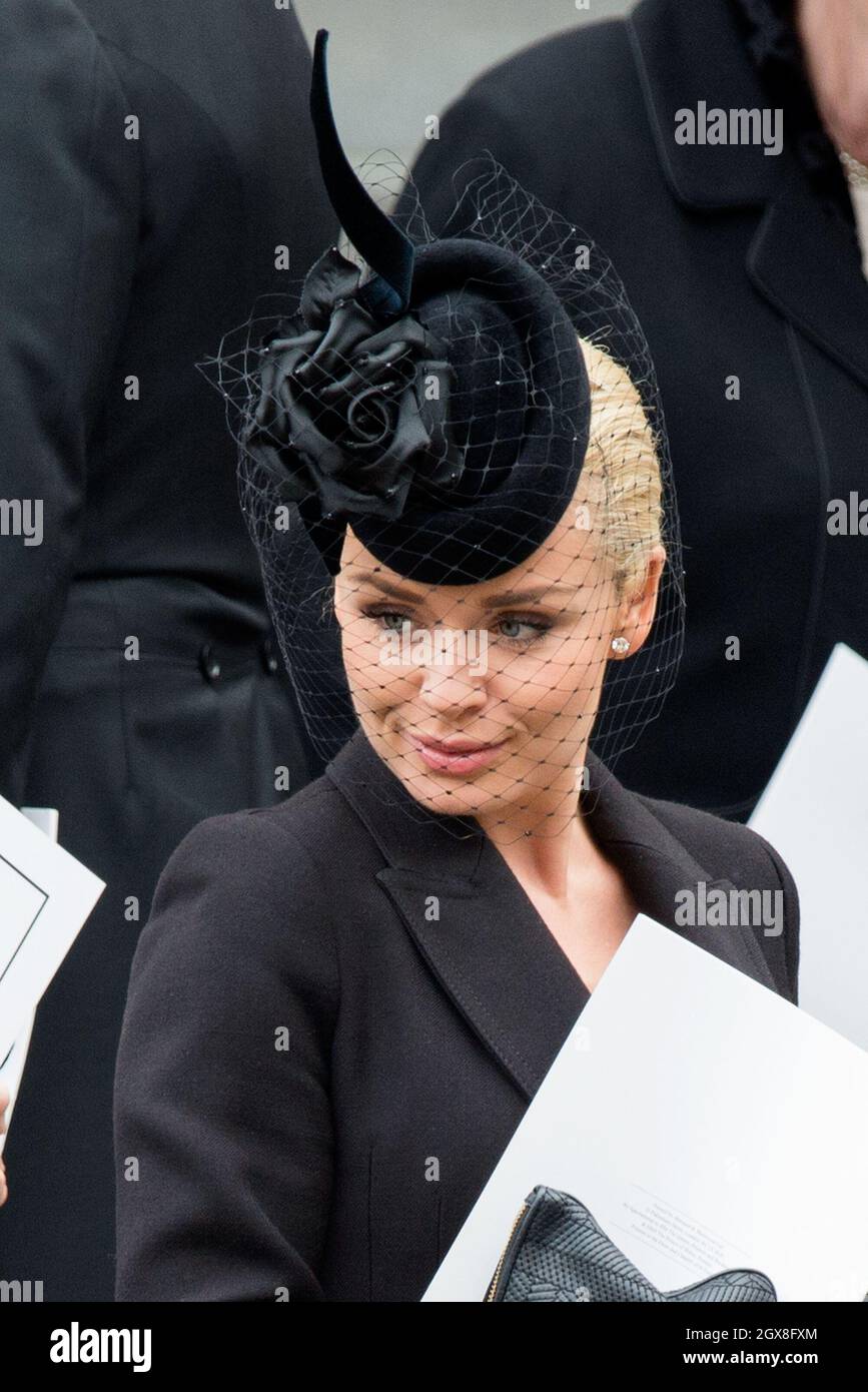 Katherine Jenkins leaves St. Paul's Cathedral following the funeral of former Prime Minister