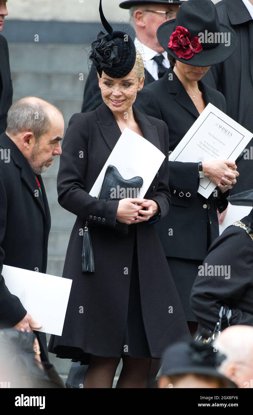 Katherine Jenkins leaves St. Paul's Cathedral following the funeral of former Prime Minister Margaret Thatcher on April 17, 2013. Stock Photo