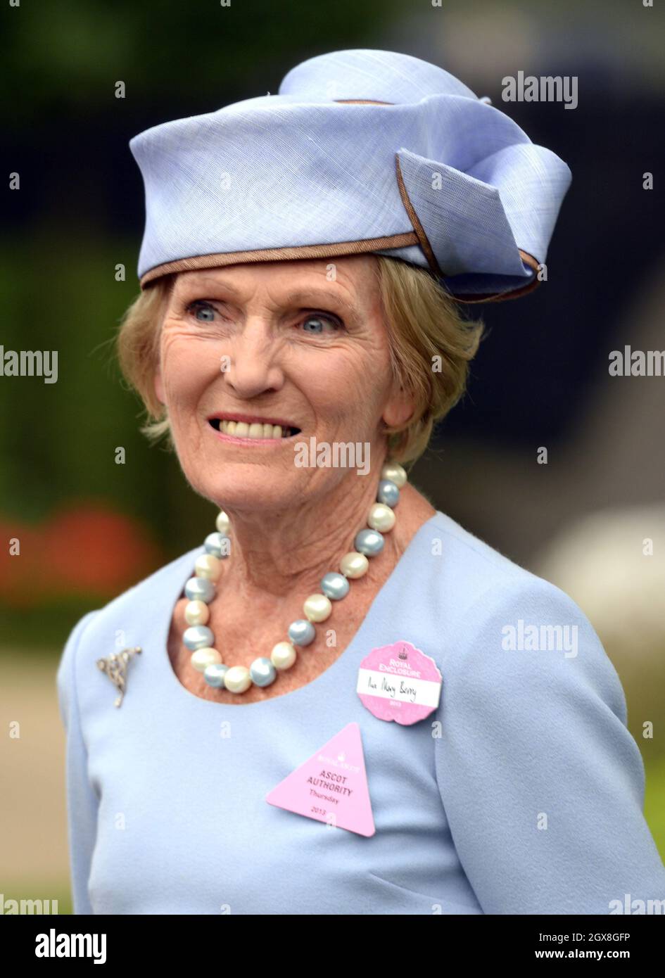 Mary Berry attends Ladies Day on Day 3 of Royal Ascot on June 20, 2013. Stock Photo