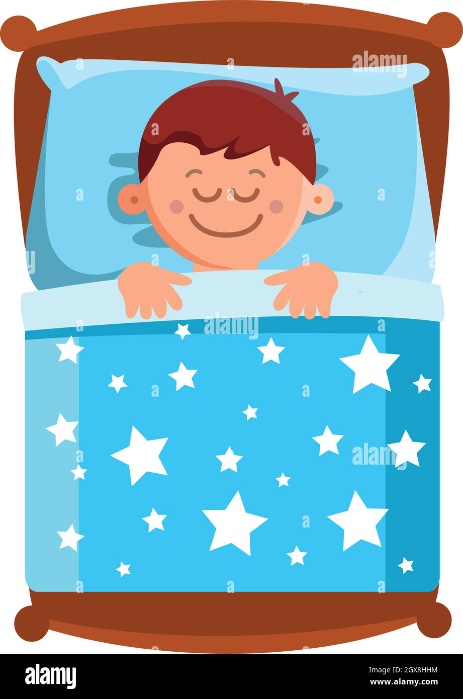 Little Boy Sleeping In Bed Sweet Dreams Vector Stock Vector Image