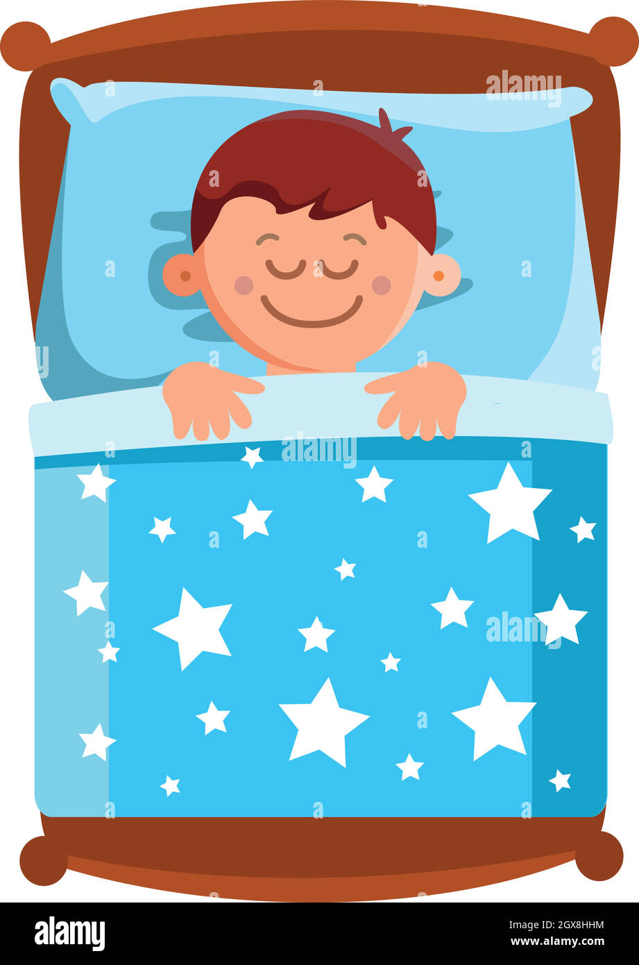 Little Boy Sleeping In Bed, Sweet Dreams Vector Stock Vector Image