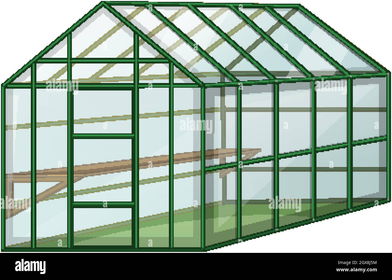 Empty Greenhouse with glass wall on white background Stock Vector