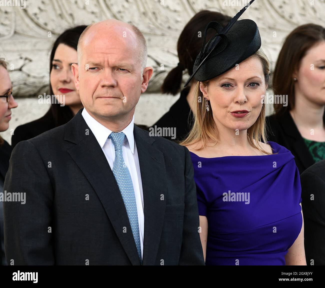 British Foreign Secretary William Hague and wife Ffion Hague attend an official welcoming ceremony for Queen Elizabeth ll at The Arc de Triomphe in Paris on the first day of The Queen's State Visit to France on June 5, 2014. Stock Photo