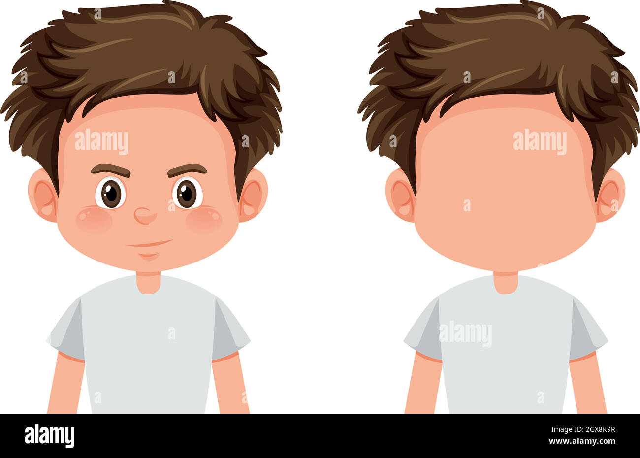Boy with face and no face Stock Vector