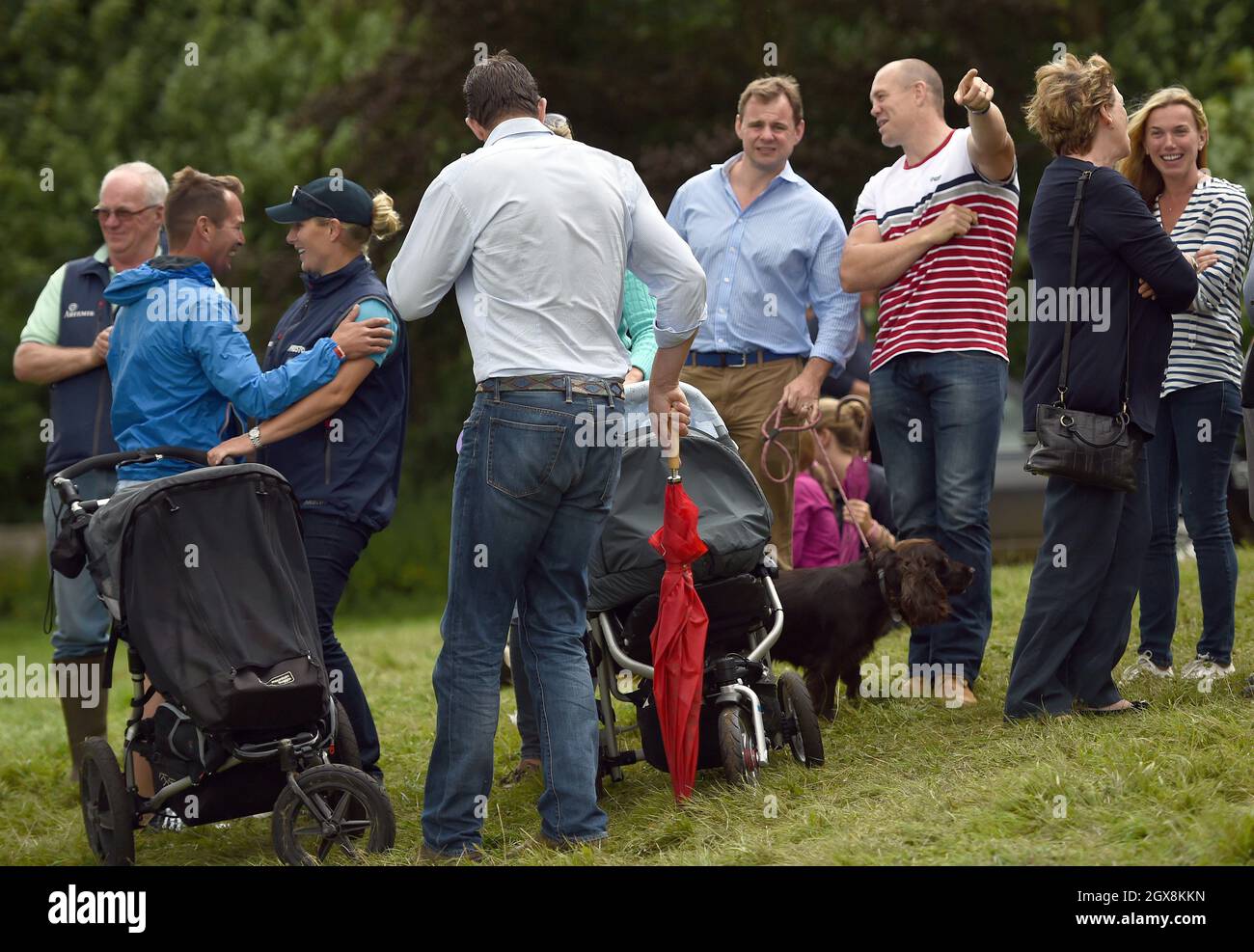 Zara Phillips and Mike Tindall chat with friends during the Festival of  British Eventing at Gatcombe Park, Minchinhampton Stock Photo - Alamy