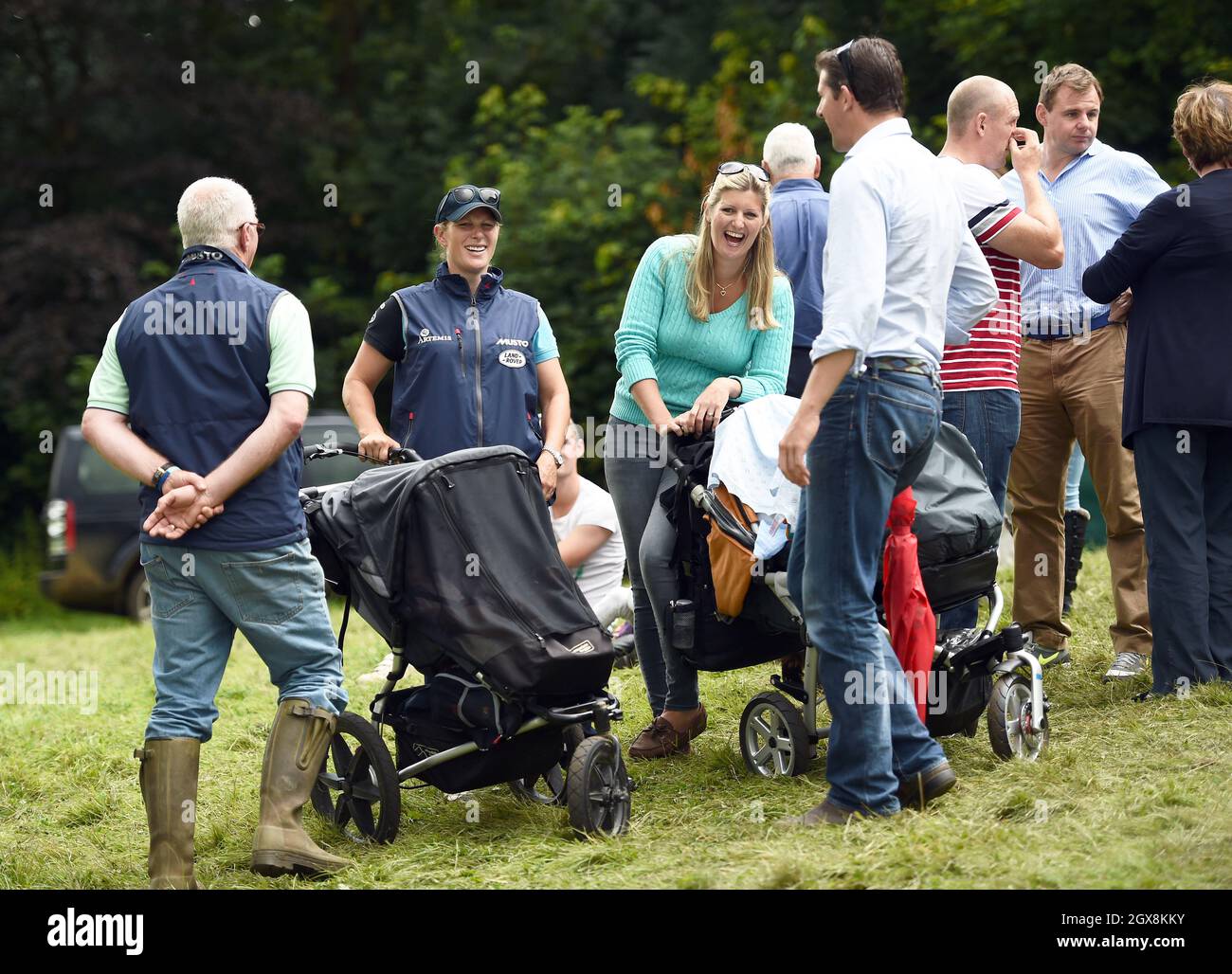 Zara Phillips and Mike Tindall chat with friends during the Festival of  British Eventing at Gatcombe Park, Minchinhampton Stock Photo - Alamy