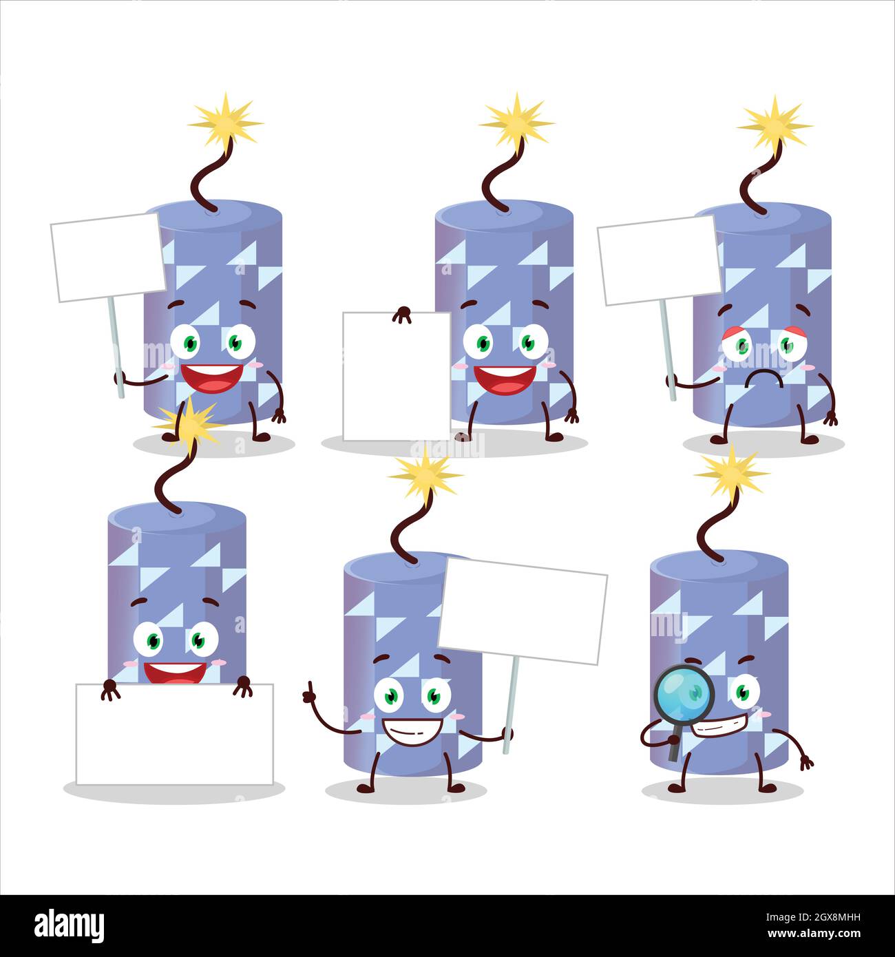 Light Blue Firecracker Cartoon Character Bring Information Board Vector Illustration Stock 