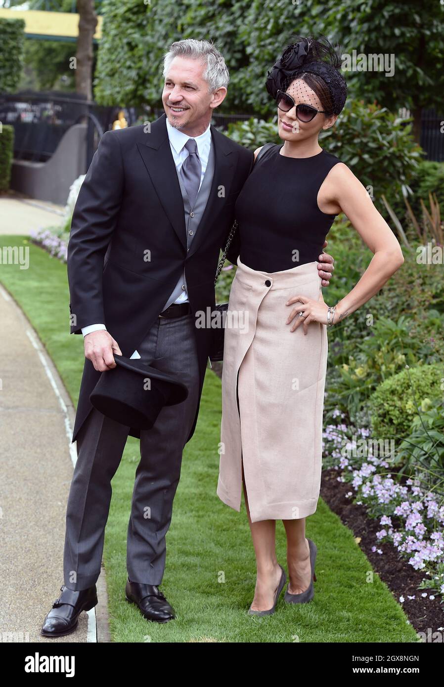 Gary Lineker and Danielle Lineker attend Day 1 of Royal Ascot on June 16, 2015. Stock Photo