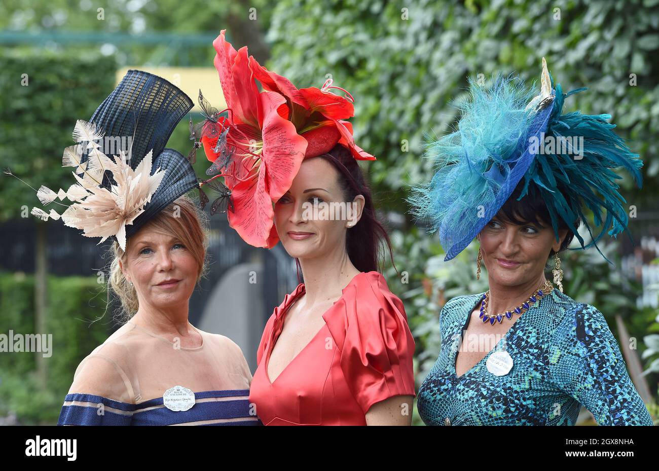Ladies hat fashions on show during Day 2 of Royal Ascot on June 17 ...