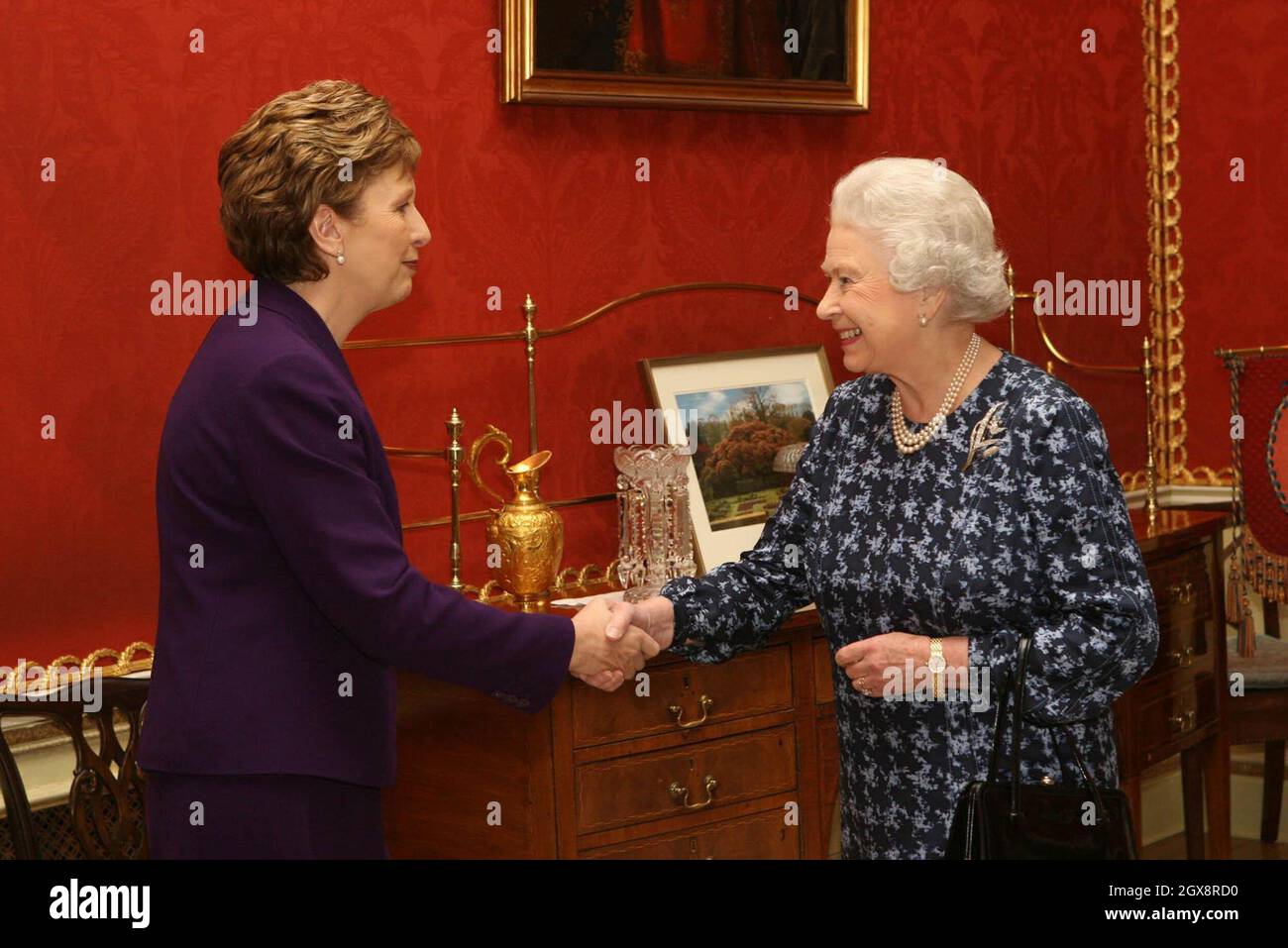 Queen Elizabeth II greets Irish President Mary McAleese at Hillsborough Castle, Belfast. It is the Queen's first visit to Northern Ireland since February 2003. Anwar Hussein/allactiondigital.com Stock Photo