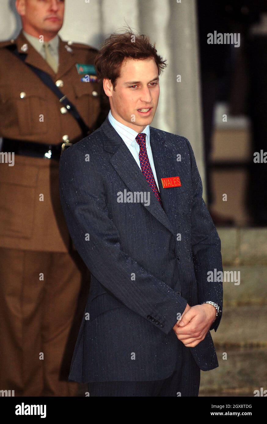 HRH Prince William, wearing his name badge 'Wales', arrives to join his(02)