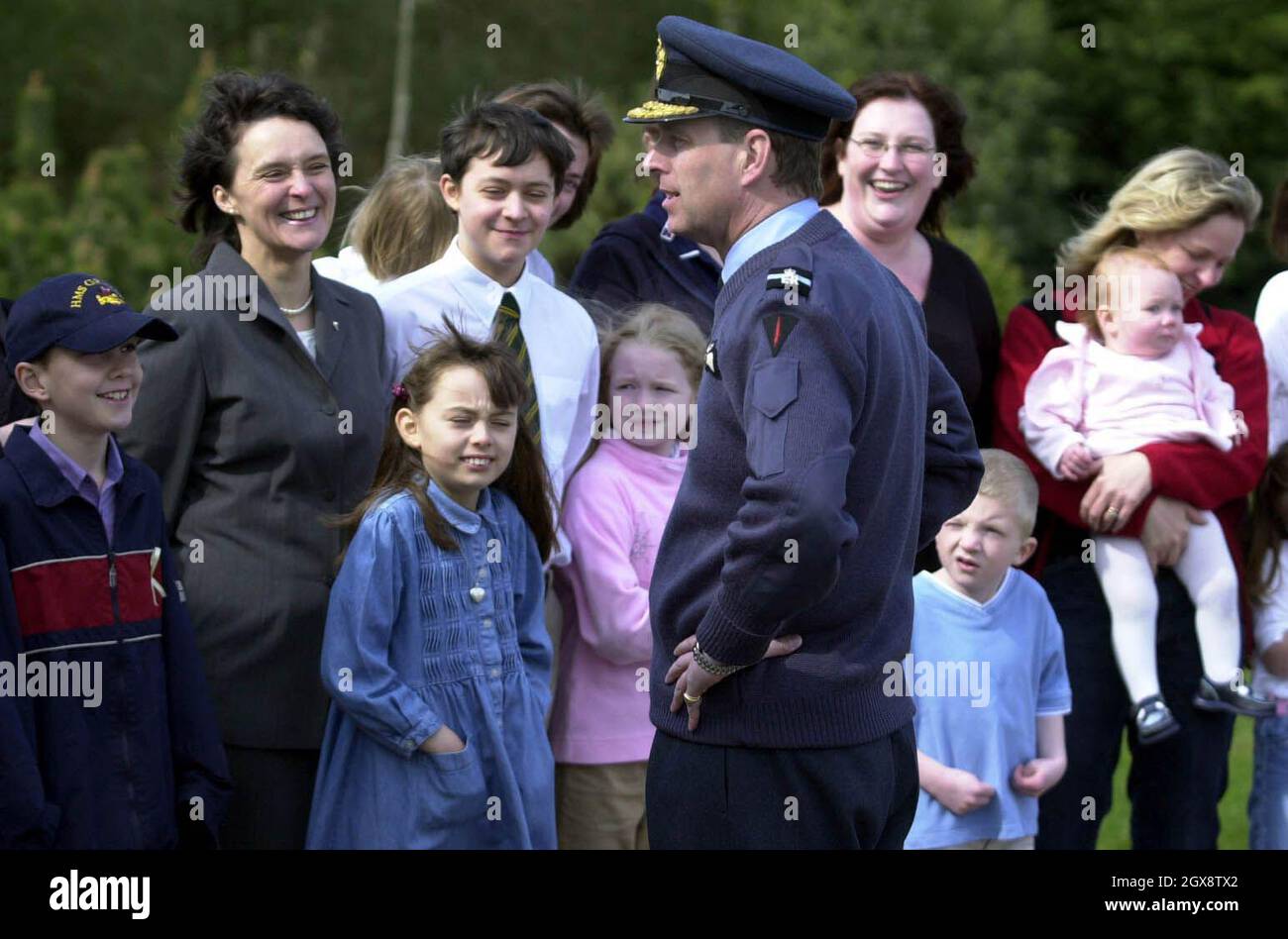 Honorary Air Commodore at RAF Lossiemouth Prince Andrew meets families of of air crewman who are involved in the conflict in the Gulf. Prince Andrew today paid a morale boosting visit to families whose loved ones are serving in the Gulf. The Duke of York travelled to RAF Lossiemouth in Moray, Scotland, where he met wives, partners and children of personnel stationed at the base. 3/4 length  Â©Anwar/allaction.co.uk  Stock Photo